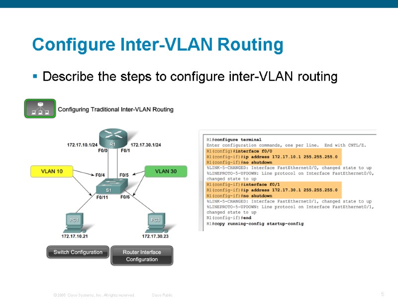 Configure Inter-VLAN Routing Describe the steps to configure inter-VLAN routing